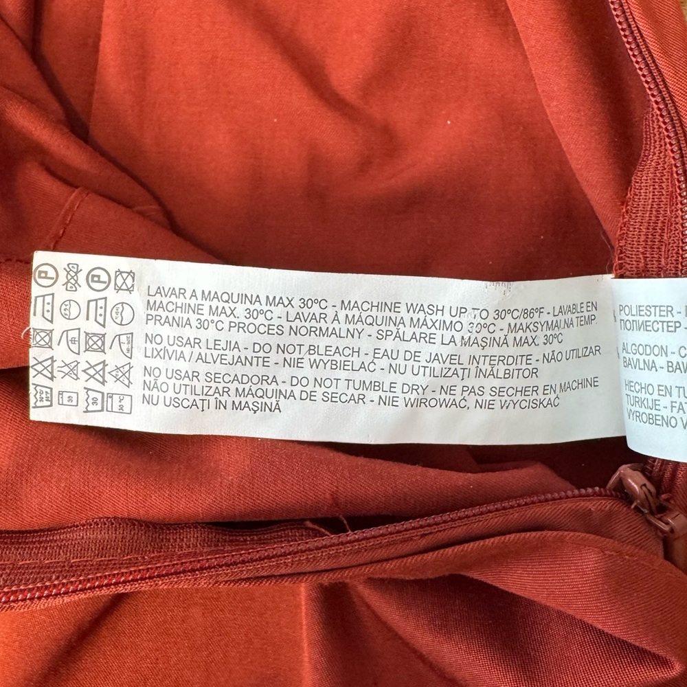 NWT Zara Woman Skirt Dark Orange Midi Skirt Side Zipper - Picture 8 of 10